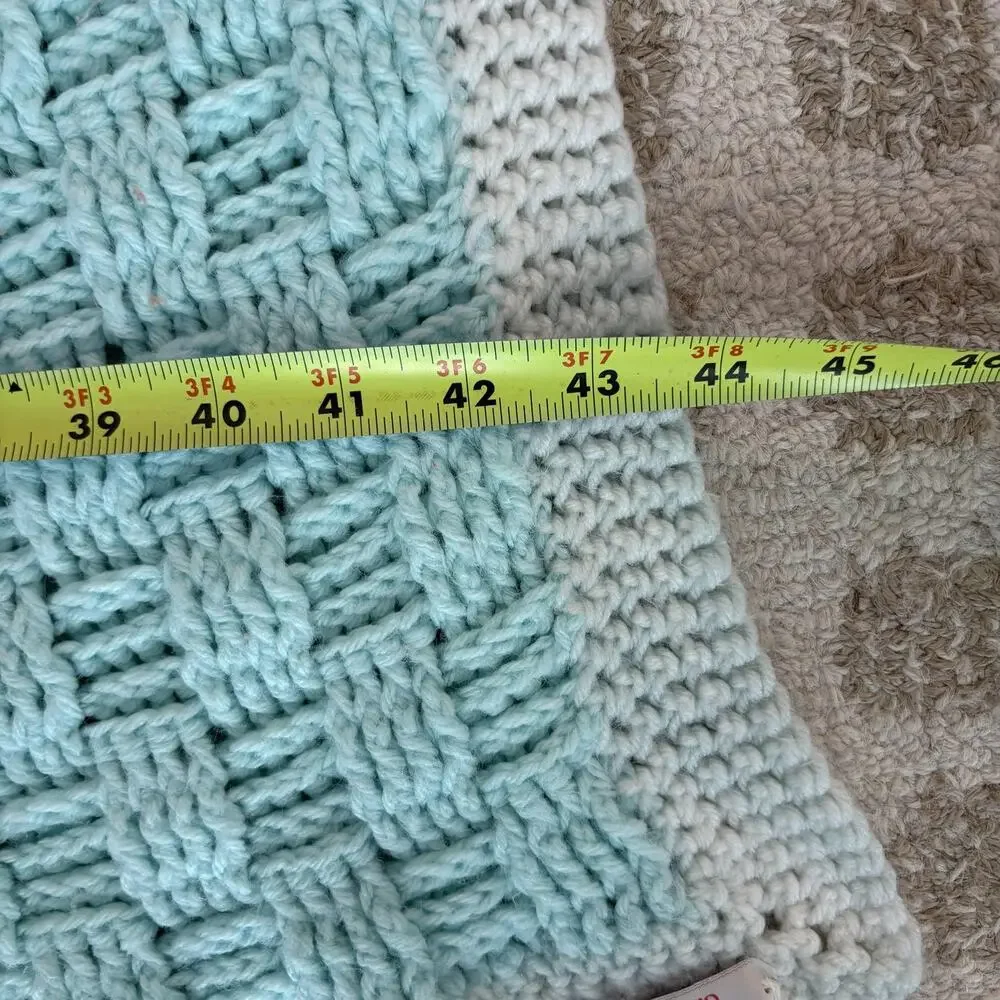 Handcrafted Gail‎ Kashdan Crochet Baby Blanket Afghan Basketweave Mint White
